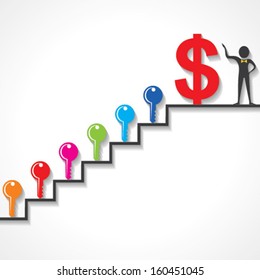 Different keys are required for make money stock vector