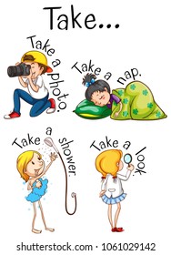 Different kid actions scene illustration