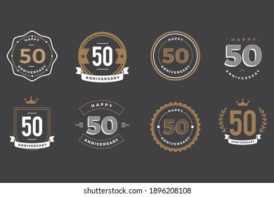 Different kind of Anniversary logo vector icons. Flat style vector illustration isolated on white background.
