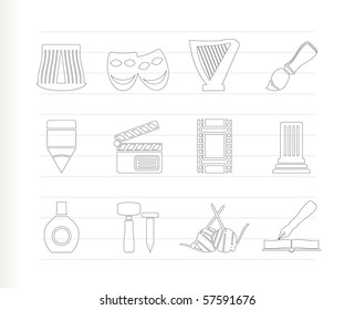 Different kind of art icons - vector icon set