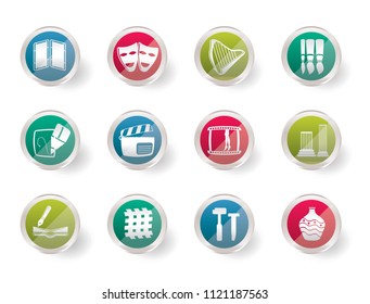 different kind of Arts Icons over colored background  - Vector Icon Set