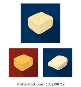 Different kind of cheese flat icons in set collection for design.Milk product cheese vector symbol stock web illustration.