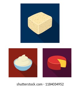 Different kind of cheese flat icons in set collection for design.Milk product cheese vector symbol stock web illustration.