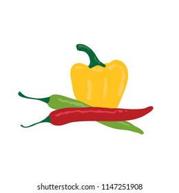 different kind of colorful peppers, vegetable