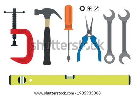 Different kind of Construction tools icons vector. Flat style vector illustration isolated on white background.