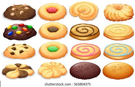 Different kind of cookies illustration