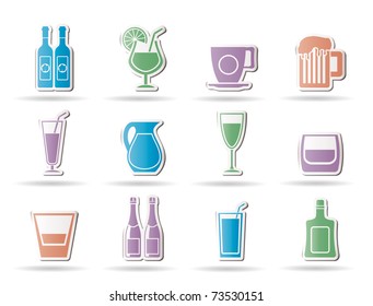 different kind of drink icons - vector icon set