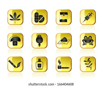 Different kind of drug icons - vector icon set