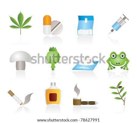 Different kind of drug icons - vector icon set