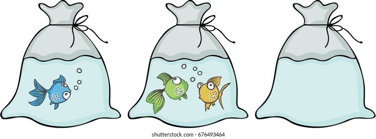Different kind of fish in the bags
