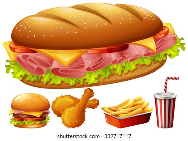 Different kind of food illustration