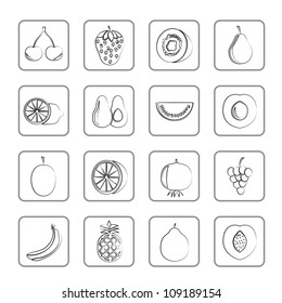 Different kind of fruit and  icons - vector icon set