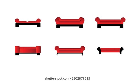 Different kind of furniture in red color