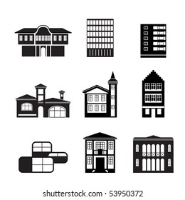 different kind of houses and buildings - Vector Illustration 2