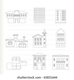 different kind of houses and buildings - Vector Illustration 2