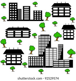 different kind of houses and buildings - Vector Illustration