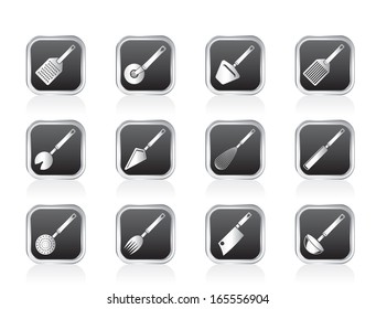 different kind of kitchen accessories and equipment icons - vector icon set