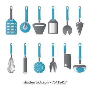 different kind of kitchen accessories and equipment icons - vector icon set