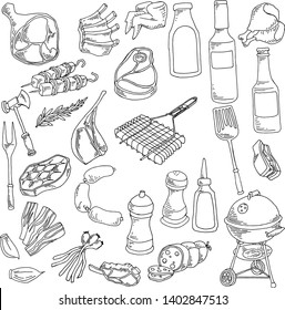 Different kind of meat and food illustration