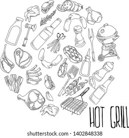 Different kind of meat and food illustration