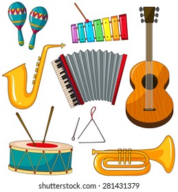 Different kind of musical instruments