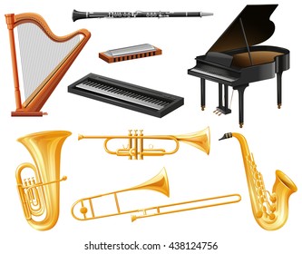 Different kind of musical instruments illustration