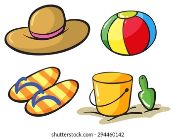 Different kind of objects used on the beach