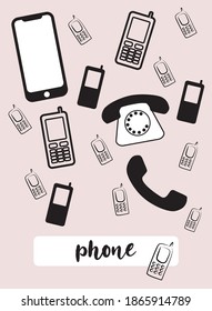 Different kind of phones on pattern