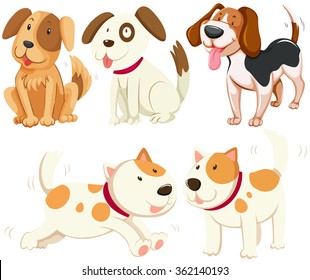 Different kind of puppy dogs illustration