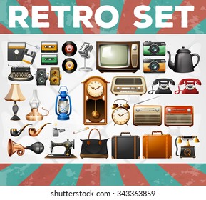 Different kind of retro objects illustration