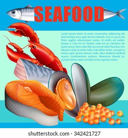Different kind of seafood illustration