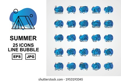 Different kind of Summer line bubble icon pack vector Illustration. Flat style vector illustration isolated on white background.