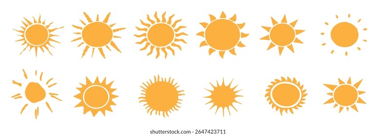 Different kind of sun icons vector