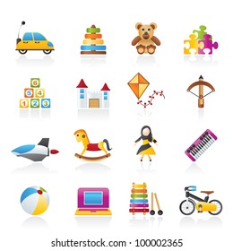 different kind of toys icons - vector icon set