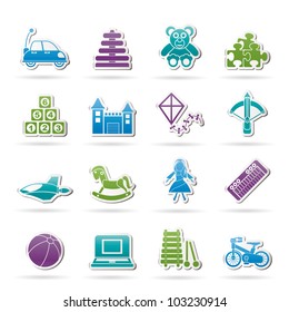 different kind of toys icons - vector icon set