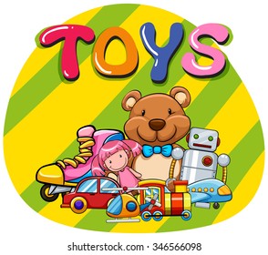 Different kind of toys illustration