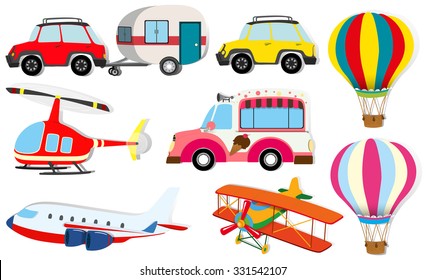 Different kind of transportation illustration