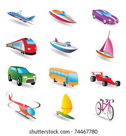 different kind of transportation and travel icons - vector icon set