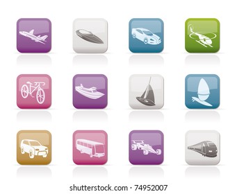 different kind of transportation and travel icons - vector icon set