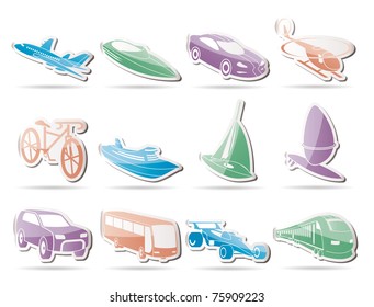 different kind of transportation and travel icons - vector icon set