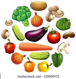 Different kind of vegetables illustration