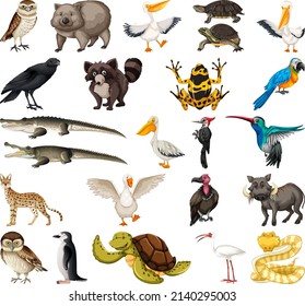 Different kinds of animals collection illustration