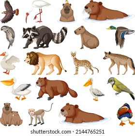 Different kinds of animals collection illustration