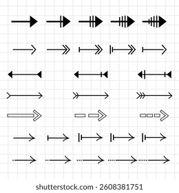 Different kinds of arrows with each five sets