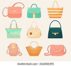 Female and male handbags. Fashion lady purse and bag accessories vecto By  Microvector