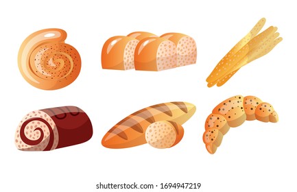 Different kinds of bakery flour products vector illustration