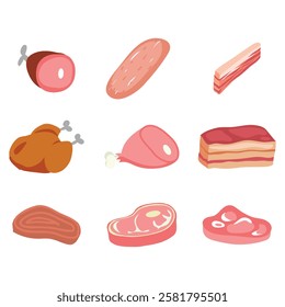 Different Kinds Of Bakery Items With loafs, Baguettes, Croissants white background
