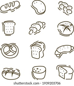 Different kinds of bread, illustration, vector on a white background