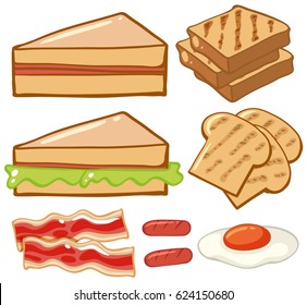 Different kinds of breakfast illustration
