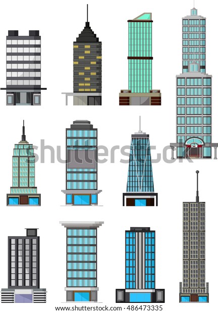 different kinds of buildings\
cartoon